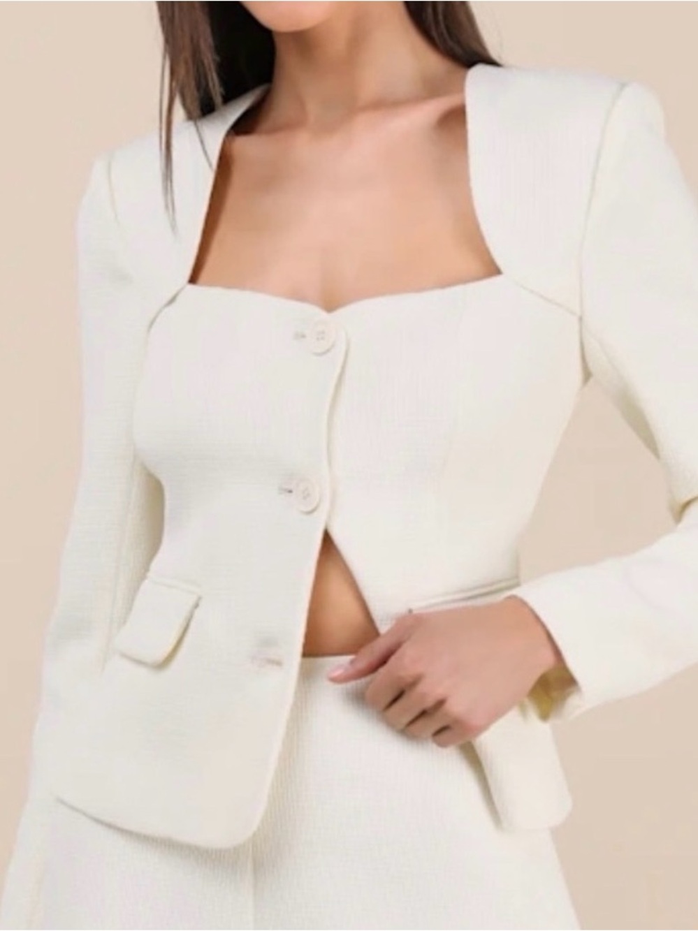 Tailored Black Button-Front Women's Blazer - Picture 2 of 5